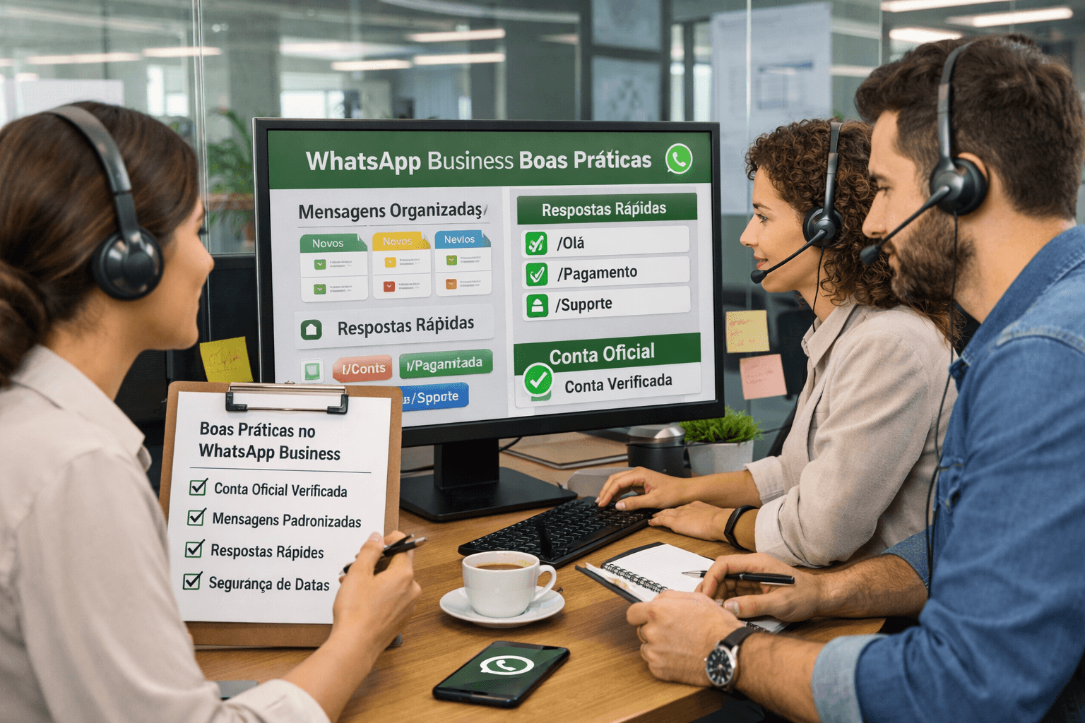 Equipe revisando boas práticas operacionais no WhatsApp Business para evitar restrições.